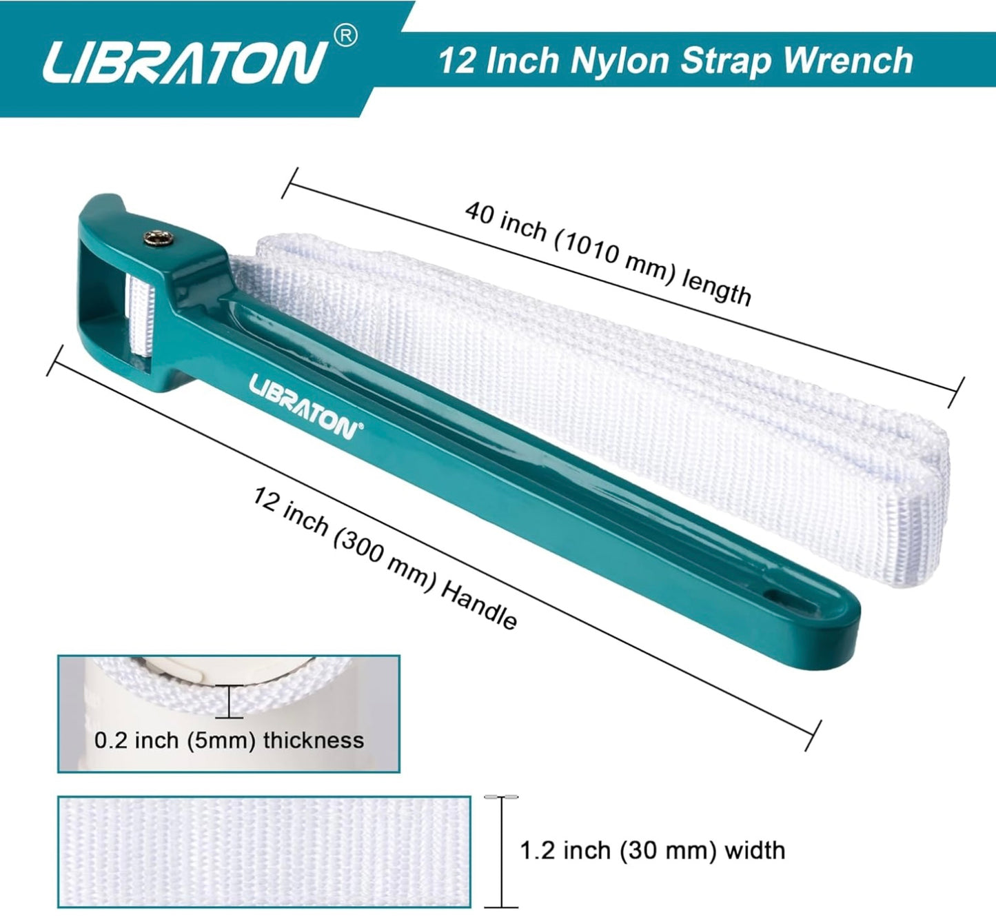 LIBRATON Adjustable Nylon Oil Filter Strap Wrench