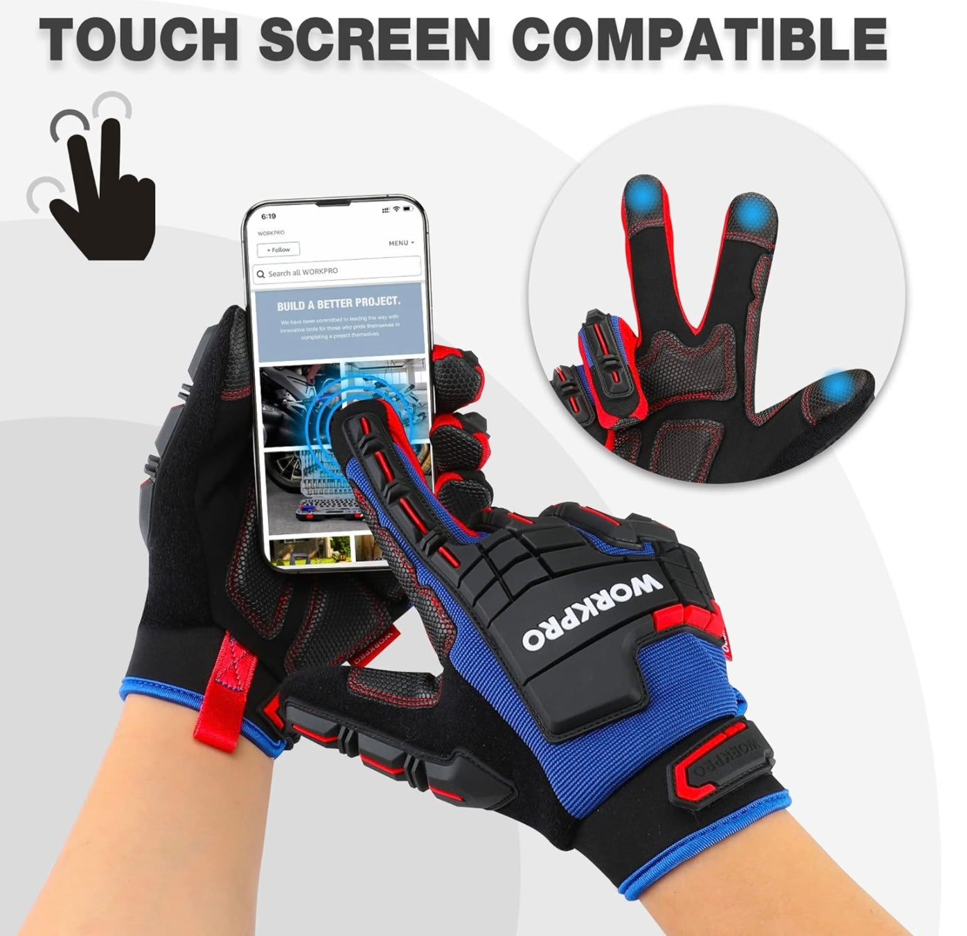 WORKPRO Heavy Duty Impact Protection Work Gloves - M, L, XL
