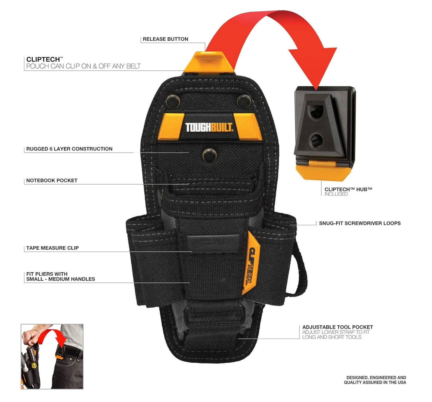 TOUGHBUILT Technician 7-Pocket Pouch - Medium