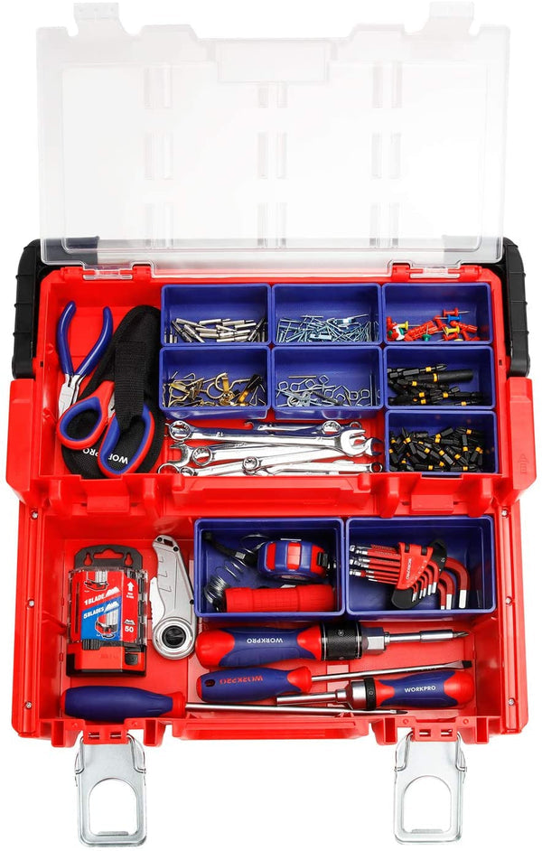 WORKPRO 17-inch Plastic Tool Box w/ Locking Lid and Stainless Steel Handle