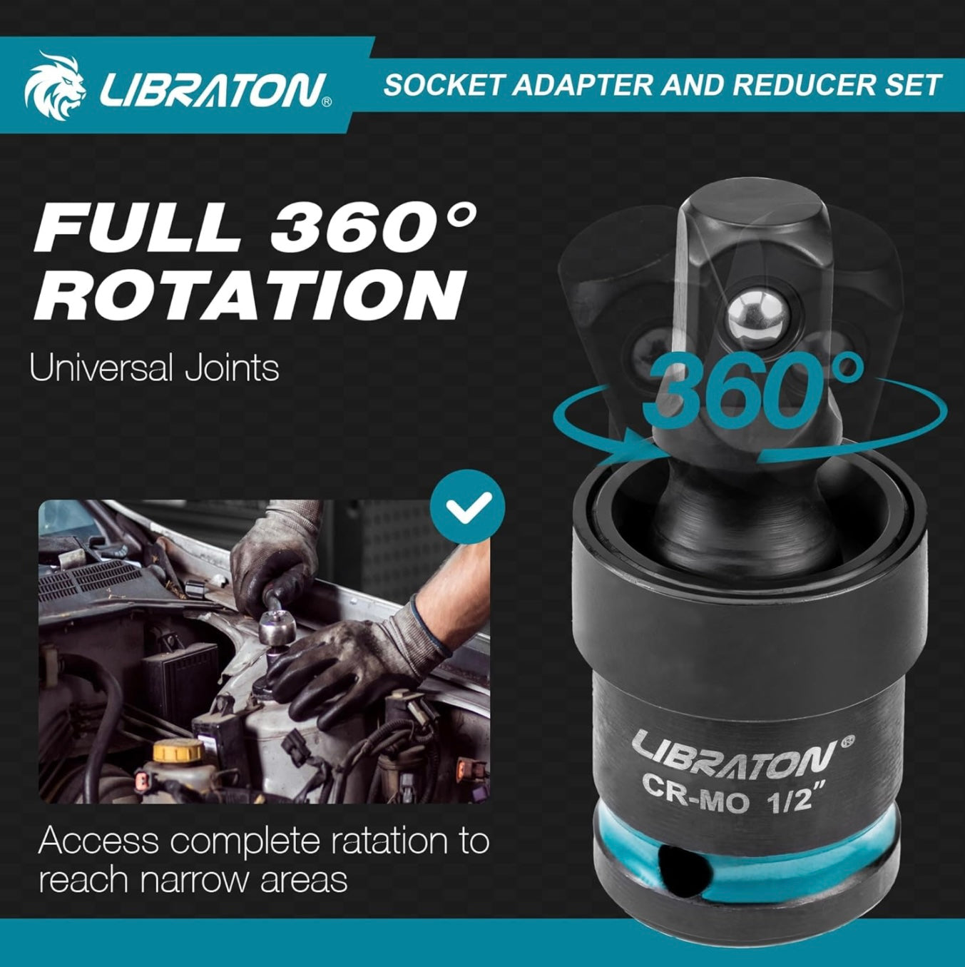 LIBRATON 20PCS Impact Socket Adapter and Reducer Set