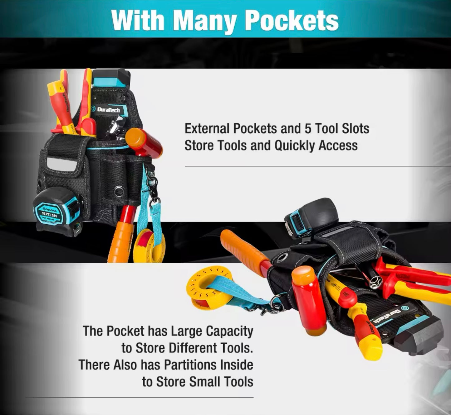 DURATECH Small Quick-Release Electricians Tool Pouch