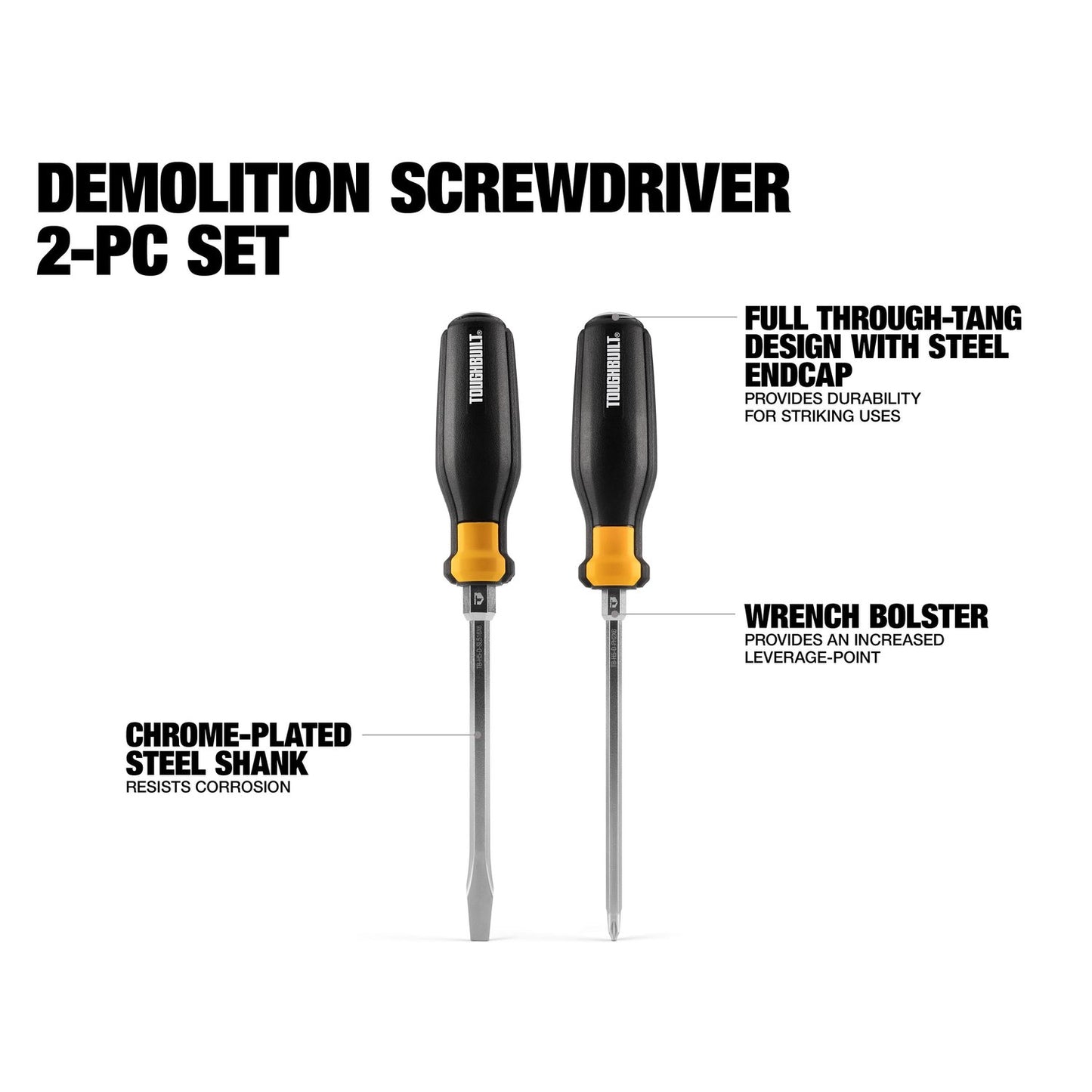 TOUGHBUILT 2-Pc. Demolition Screwdriver Set
