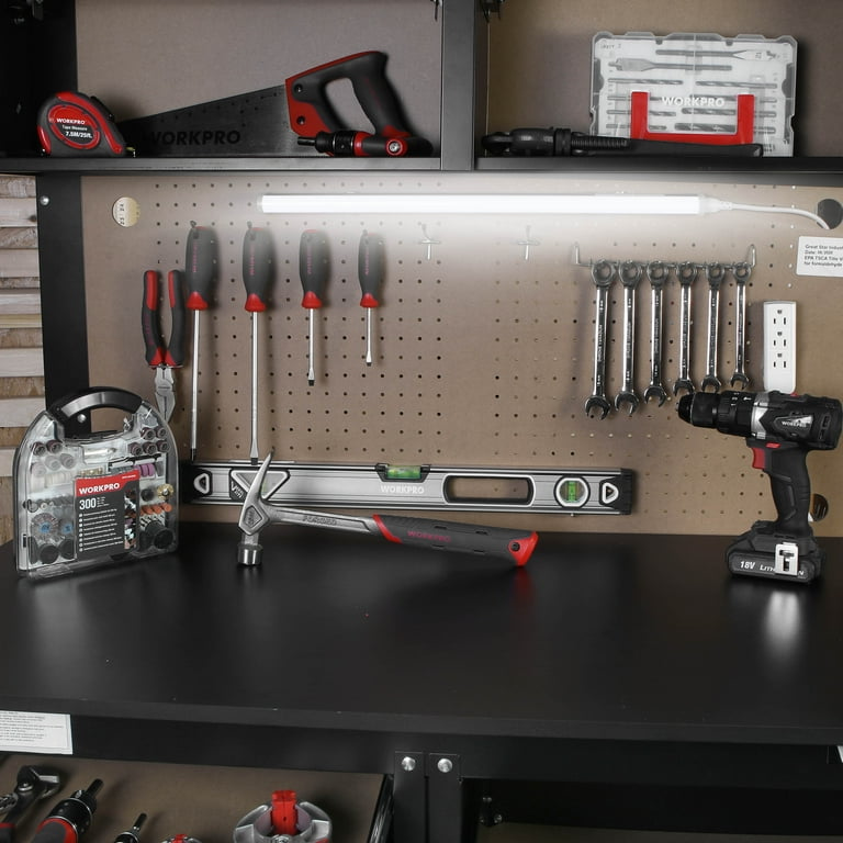 WORKPRO 2-in-1 48” Workbench and Cabinet Combo w/ Light