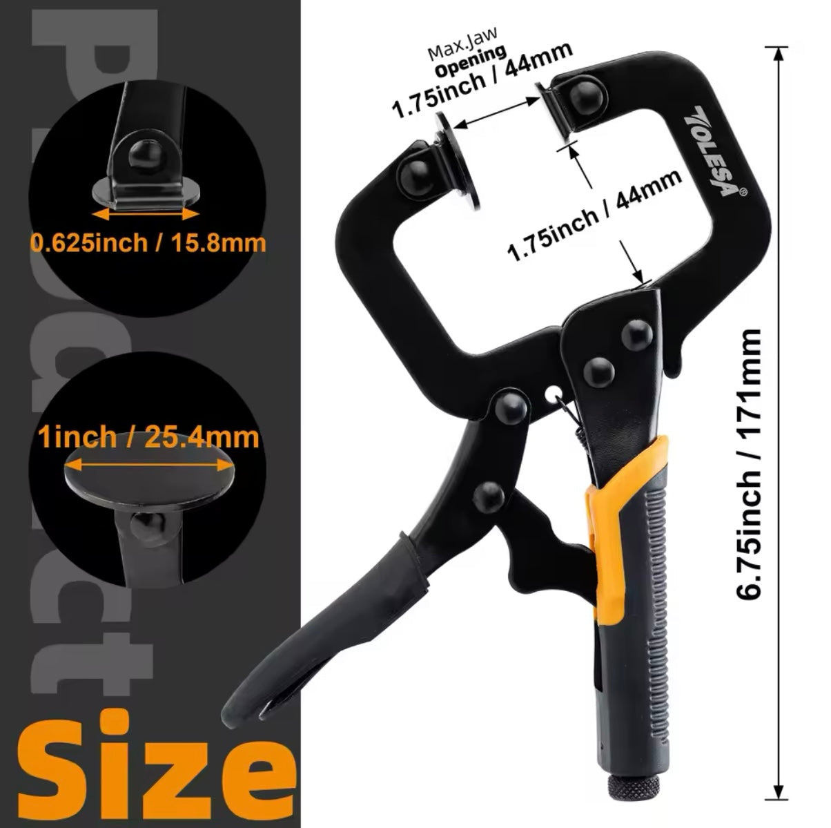 TOLESA 1/3PC 6.75” Heavy-Duty C Clamp