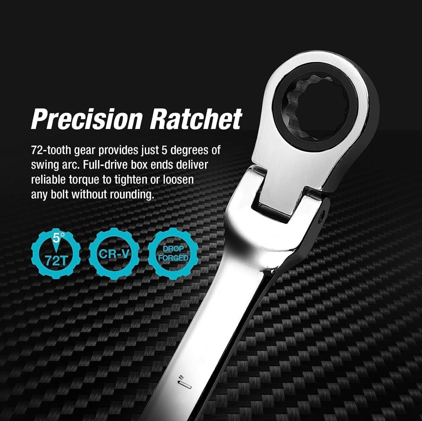 DURATECH 13PC Flex-Head Ratcheting Combination Wrench Set, SAE, 5/16'' to 1'', w/ Rolling Pouch
