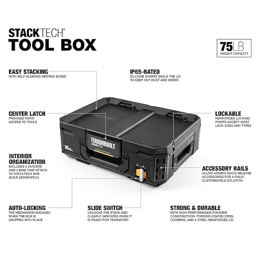 TOUGHBUILT STACKTECH Plastic/Metal Tool Box