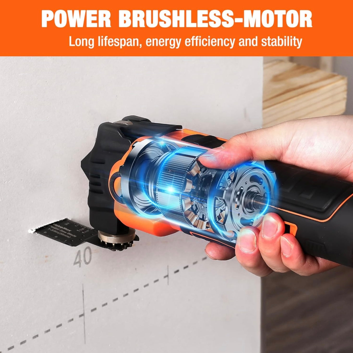 ValueMax 16PC 20V Cordless Oscillating Tool Set w/ Battery, 3.6°Oscillation Angle, 6 Variable Speed, Blades, Carrying Bag