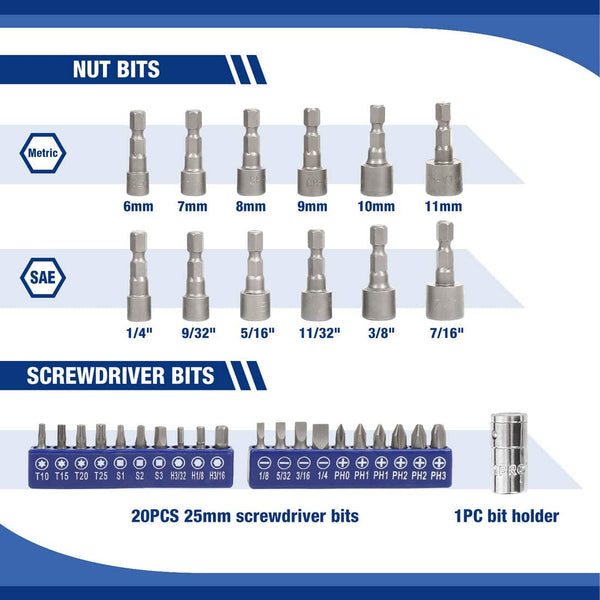 WORKPRO 70Pc Socket Set- 1/4” Metric & SAE
