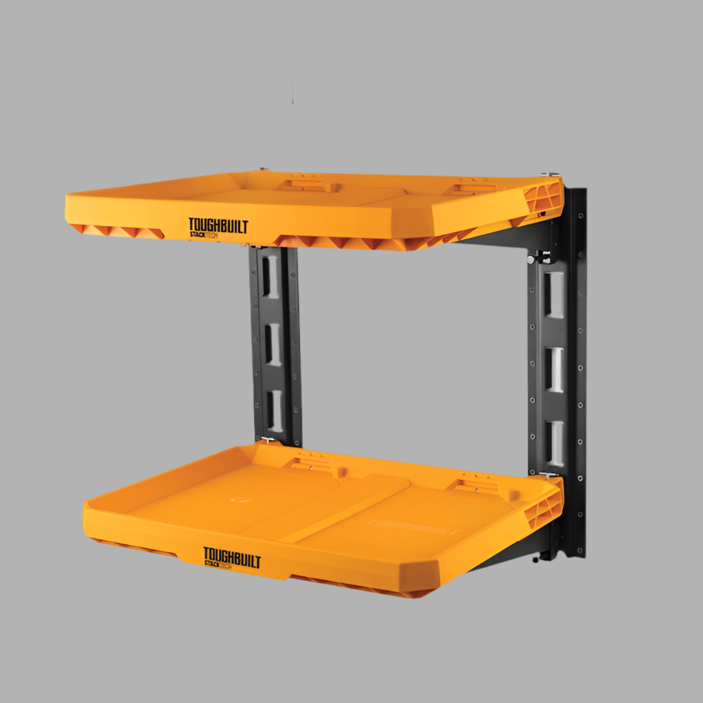 TOUGHBUILT STACKTECH Plastic/Metal Shelf (2) StackTech shelves, (2) E-track sections