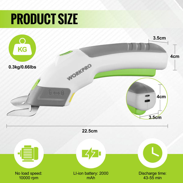 WORKPRO 4V Cordless Rechargeable Electric Scissors