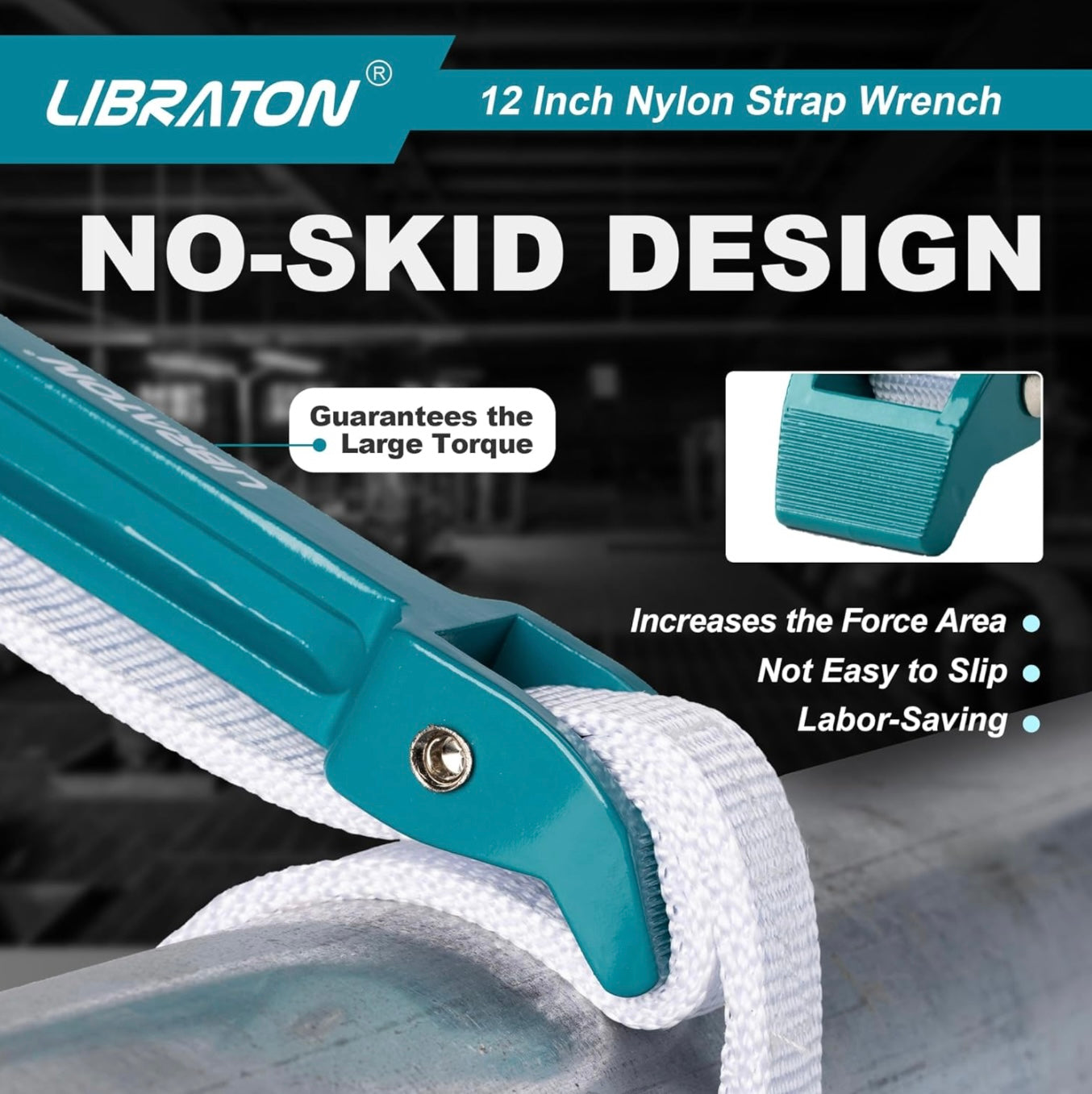 LIBRATON Adjustable Nylon Oil Filter Strap Wrench