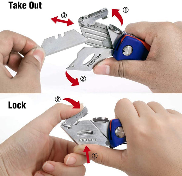 WORKPRO Quick-Change Folding Utility Knife w/ Thumb Rest & Blade Storage
