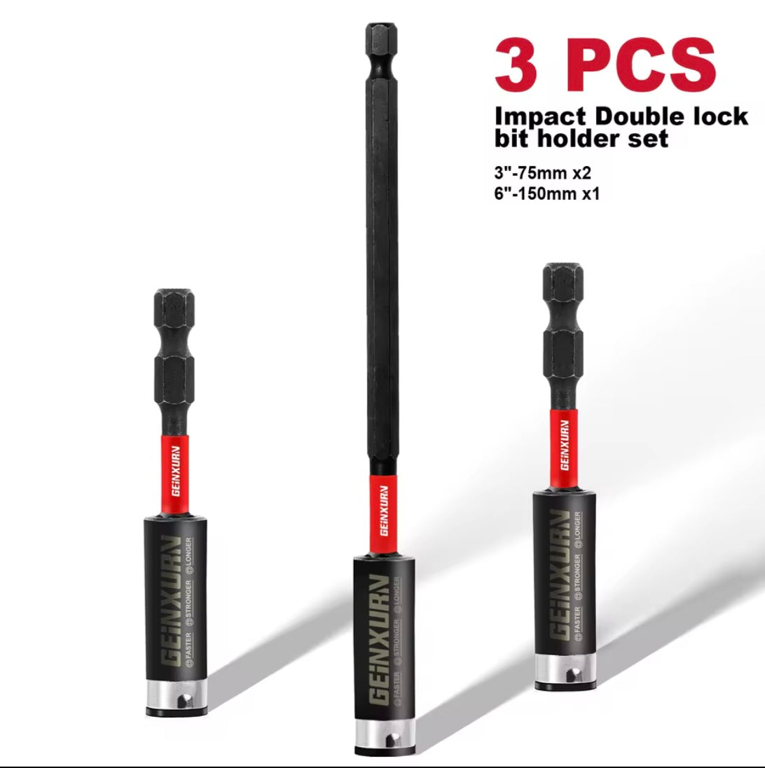 GEINXURN 3PC 3” & 6” Double-Lock Impact Bit Holder Set
