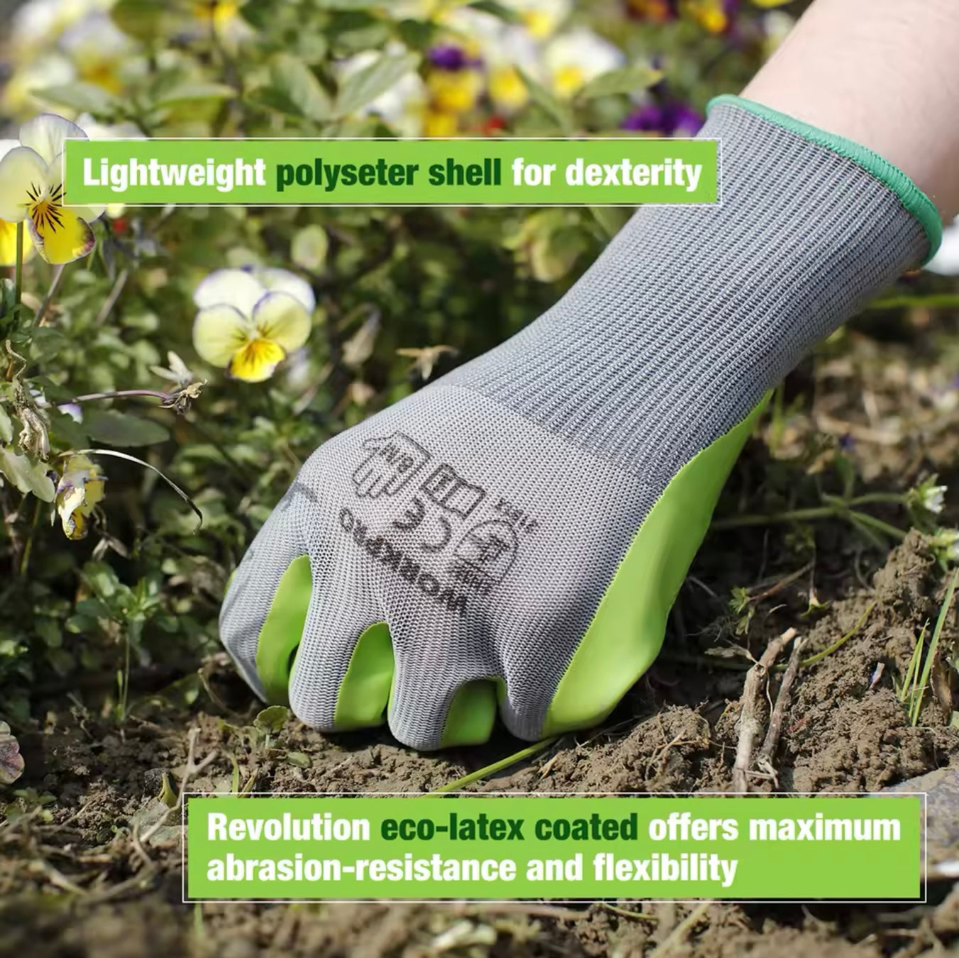 WORKPRO 6 Pairs of Polyester Eco-Latex Coated Garden Gloves