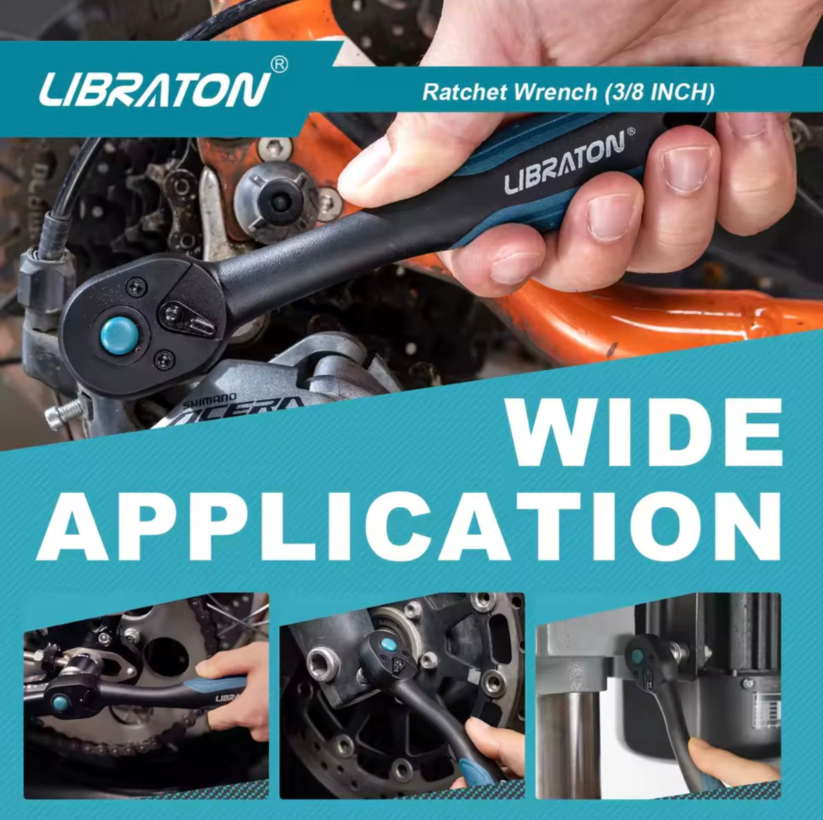 LIBRATON 3/8” Quick-Release Ratchet Wrench w/ Comfort Grip