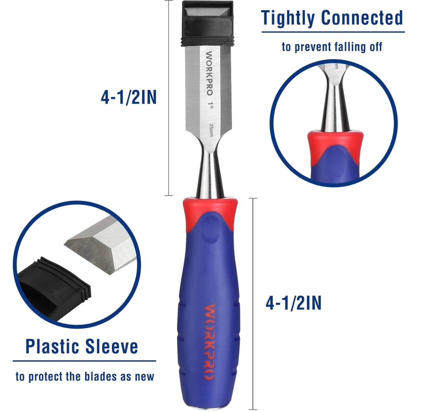 WORKPRO 3-piece Wood Chisel Set w/ Hammer End