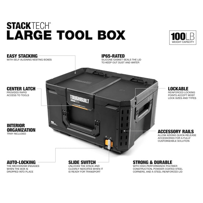 TOUGHBUILT STACKTECH Large Plastic/Metal Tool Box