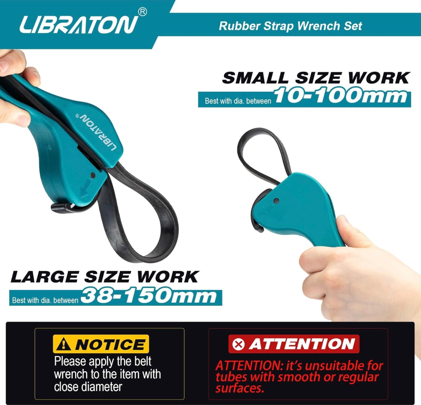 LIBRATON 1/2PC Rubber Strap Wrench Set