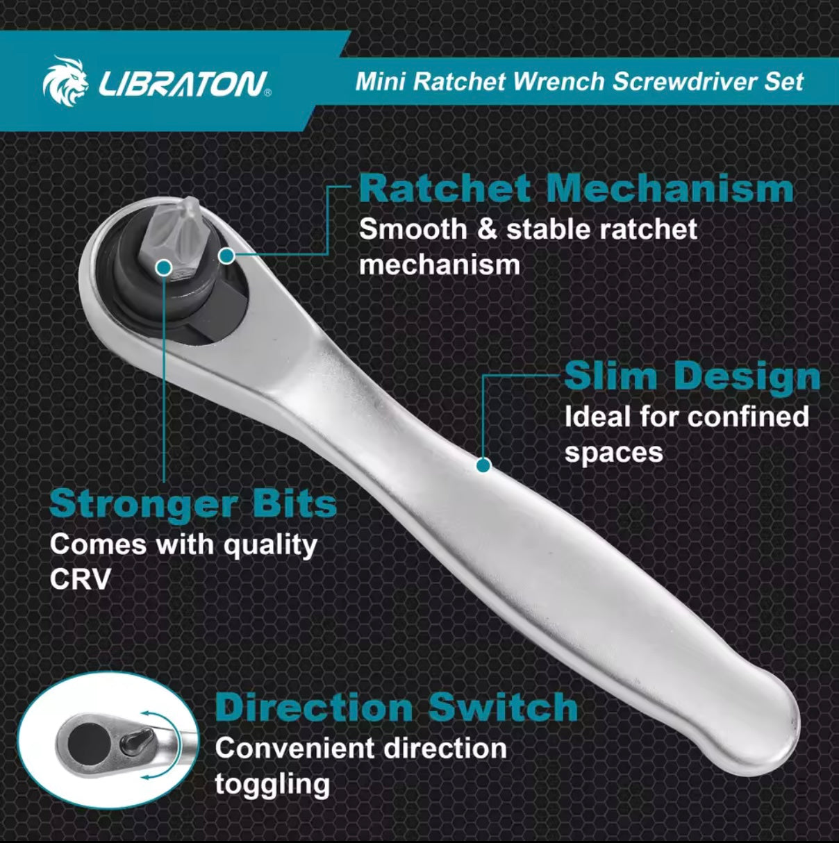 LIBRATON 11PC Mini Ratchet Wrench Screwdriver Set