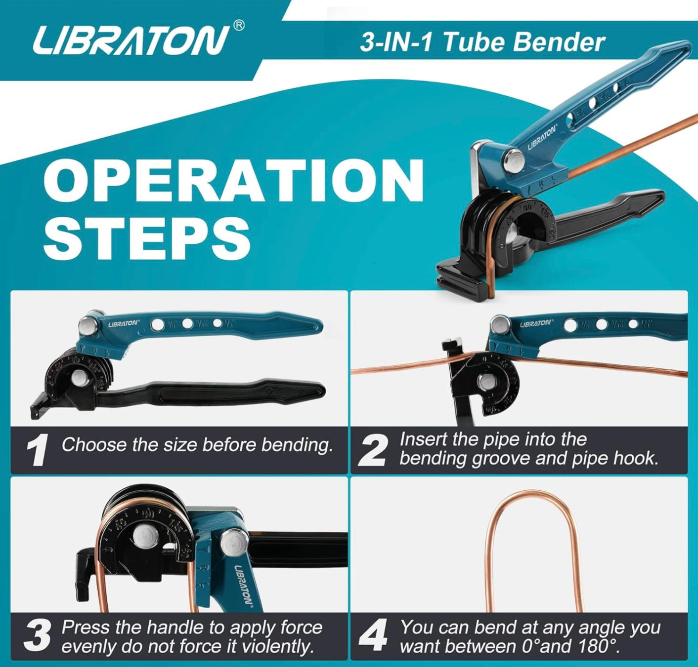 LIBRATON 3-IN-1 180-Degree Manual Tube Bender