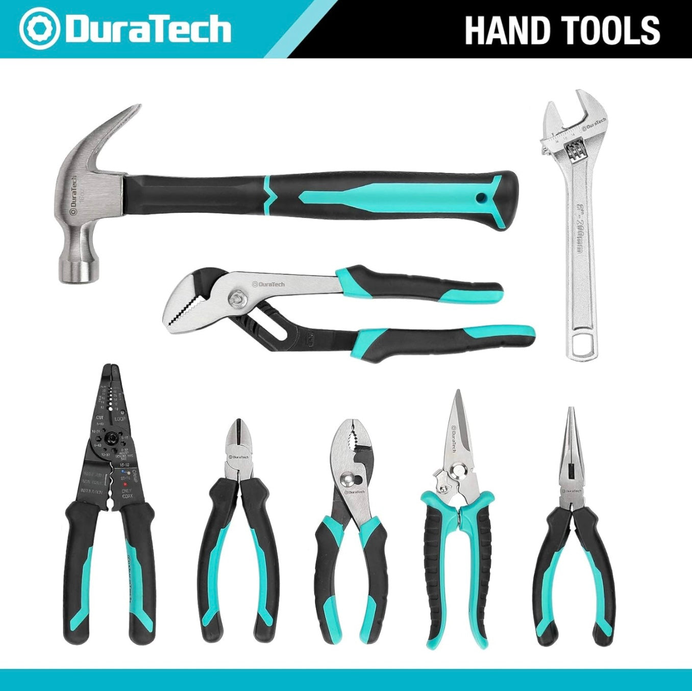 DURATECH Socket Wrench and Home Repair Hand Tool Kit w/ Wide Open Mouth Tool Bag
