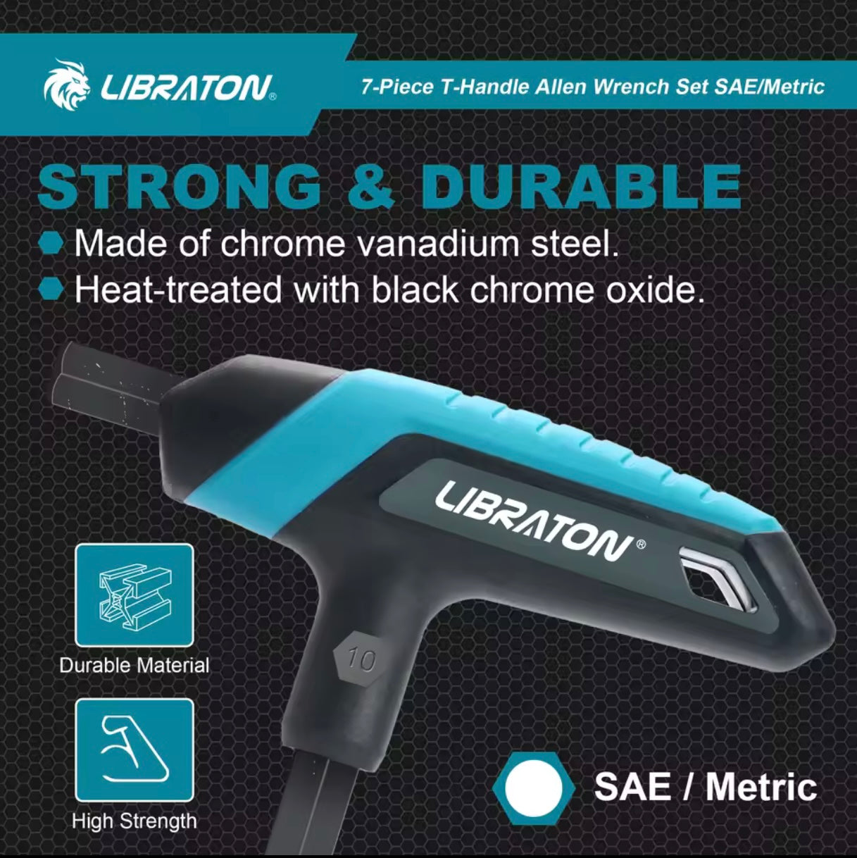 LIBRATON 7PC T-Handle Allen Wrench Set - Metric/SAE