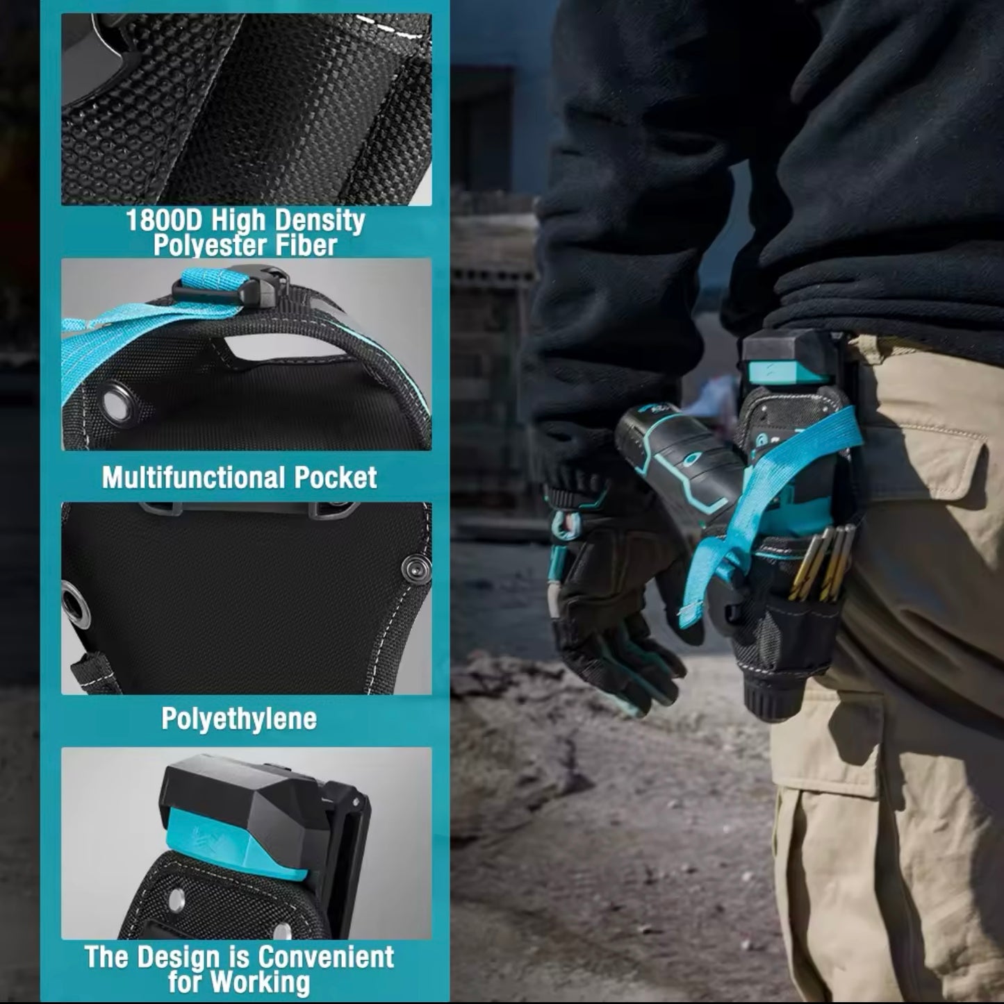 DURATECH Quick-Release Electrician Drill Holster Pouch