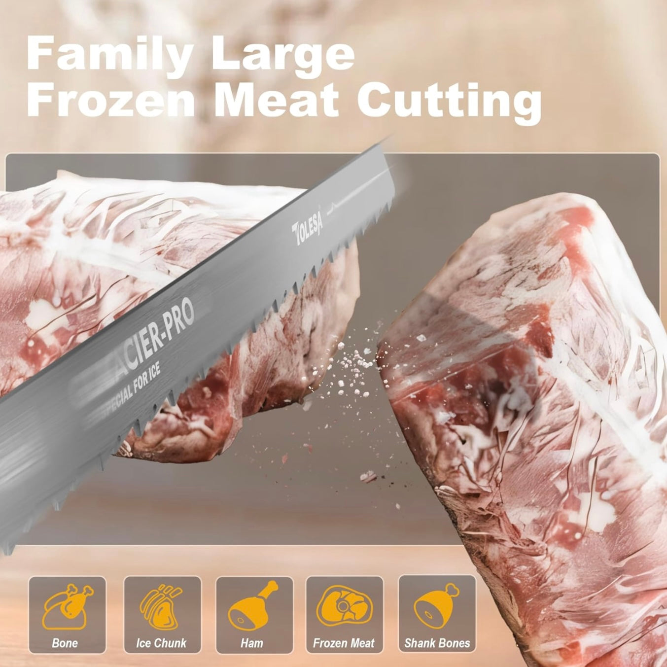 TOLESA 12-Inch Frozen Meat Bone Food Reciprocating Saw Blades 5-Pack, 3 TPI Stainless Steel Reciprocating Saw Blade for Splitting/Processing