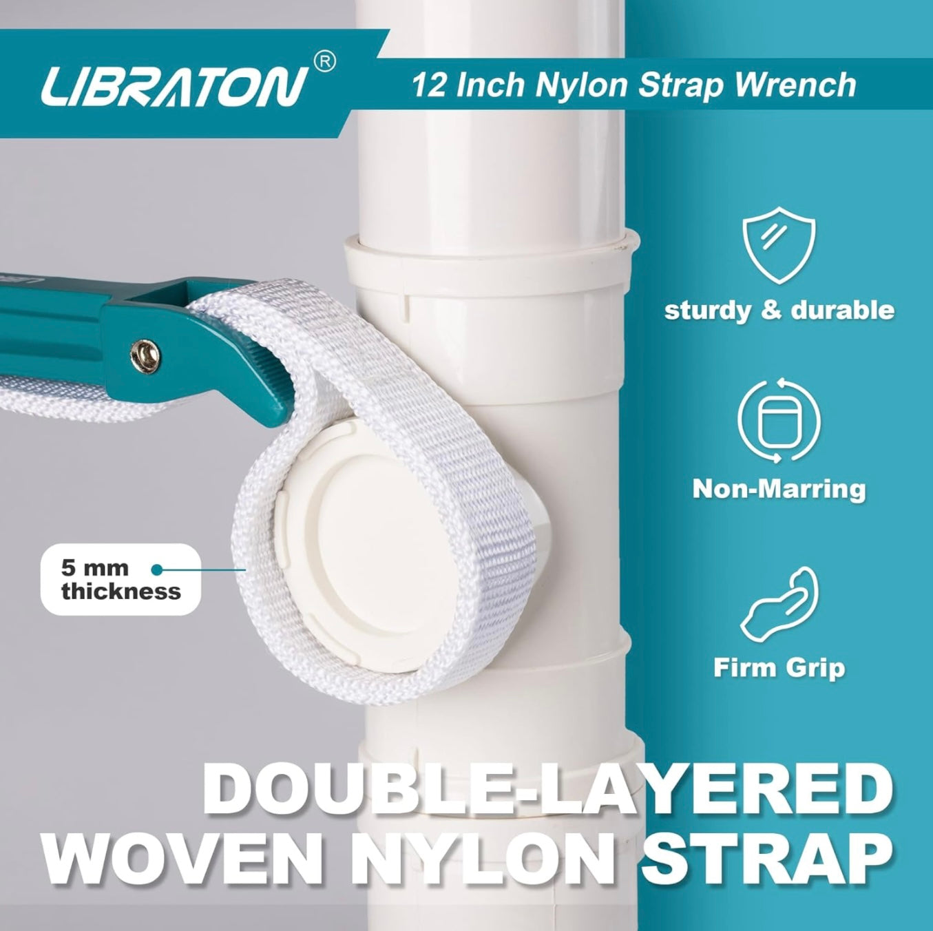 LIBRATON Adjustable Nylon Oil Filter Strap Wrench