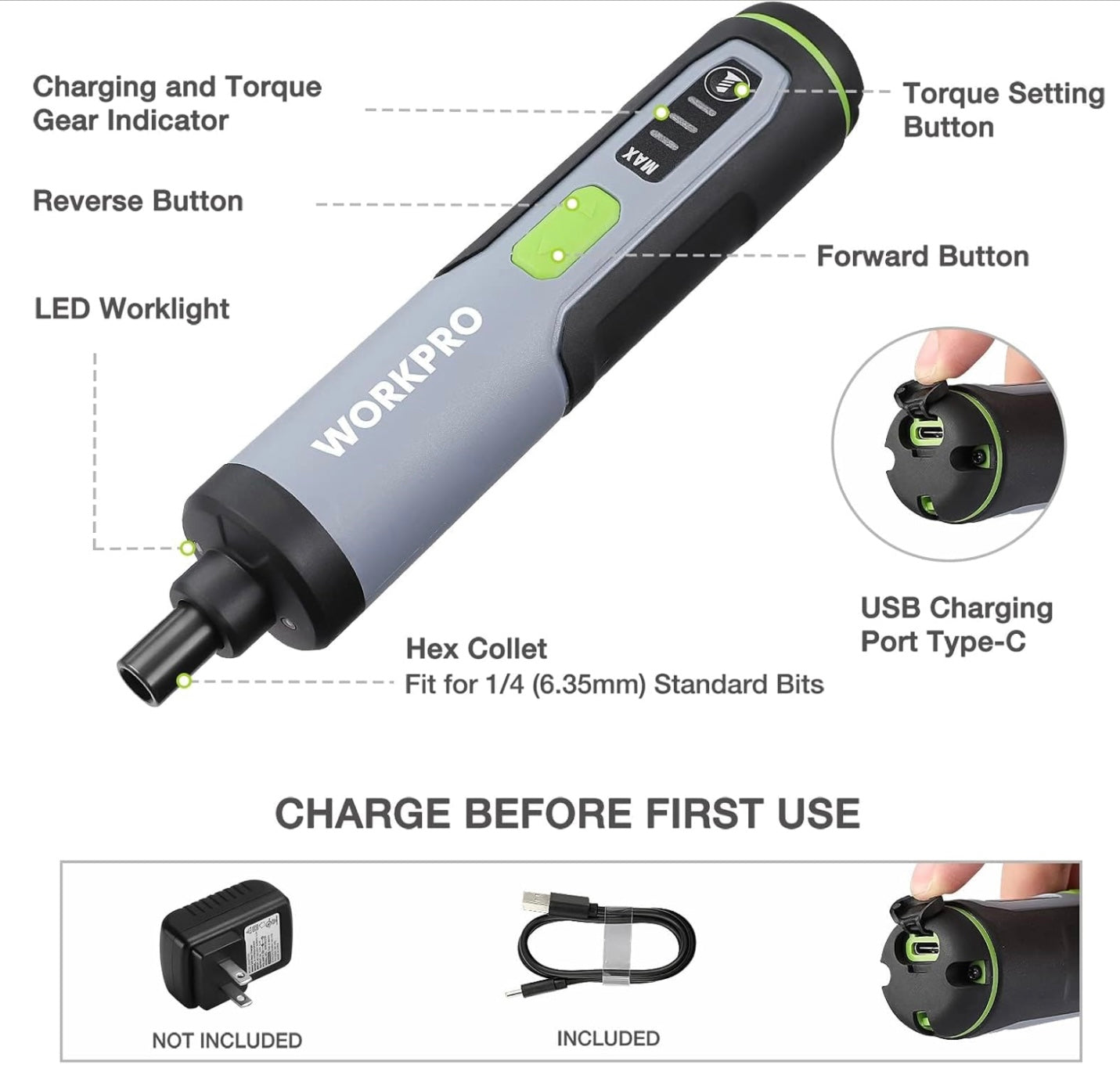 WORKPRO 3.6V Electric Screwdriver Set