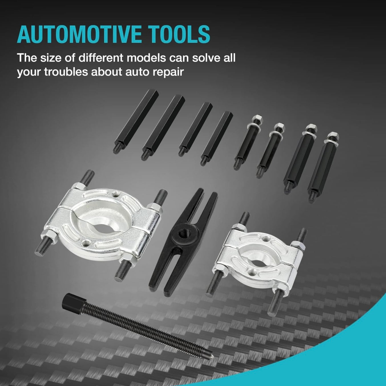 DURATECH 12PCS Bearing Puller Set, 2" and 3" Bar-Type Splitter Remove Bearings, Gear Puller, Storage Case