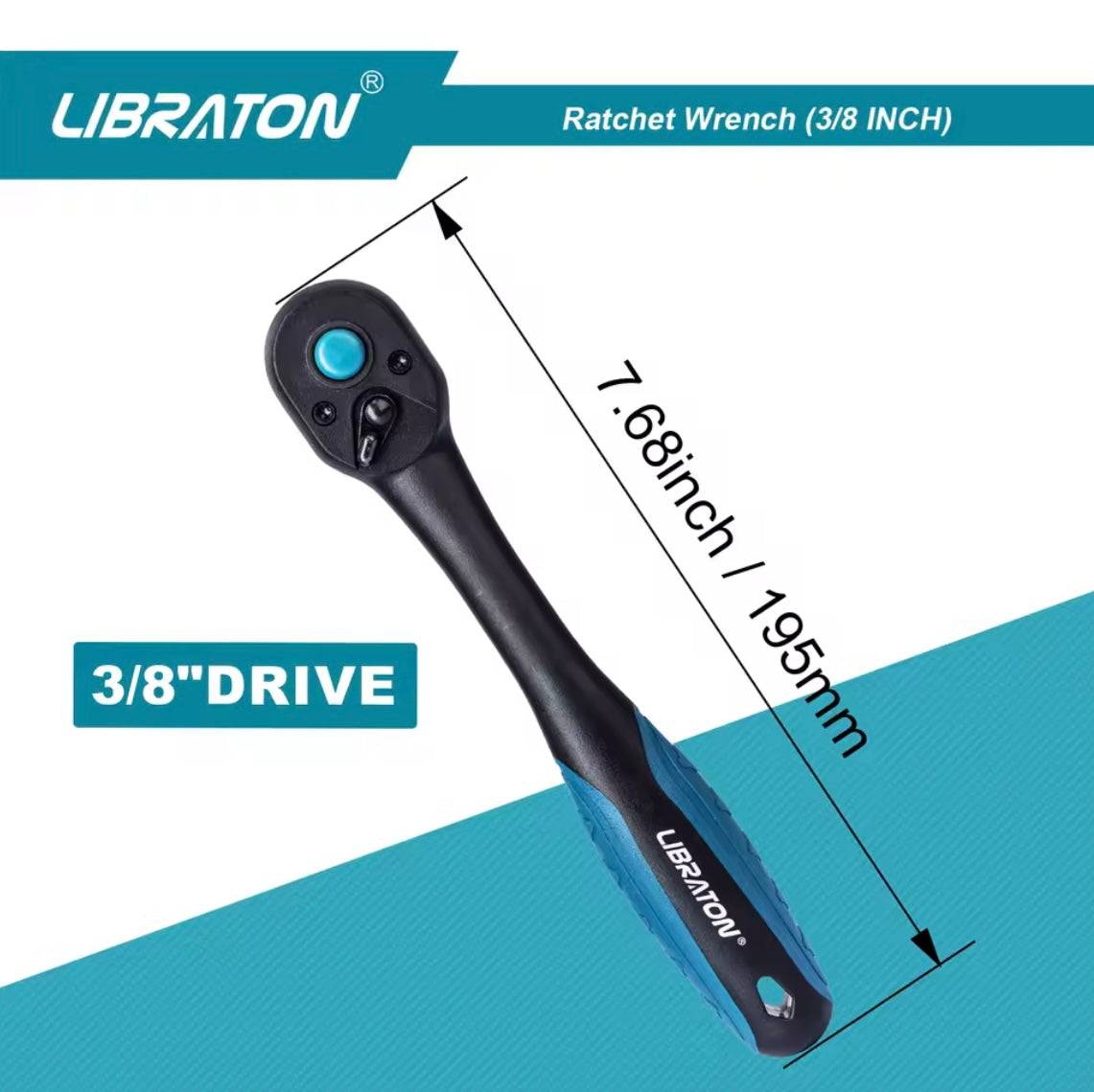 LIBRATON 3/8” Quick-Release Ratchet Wrench w/ Comfort Grip