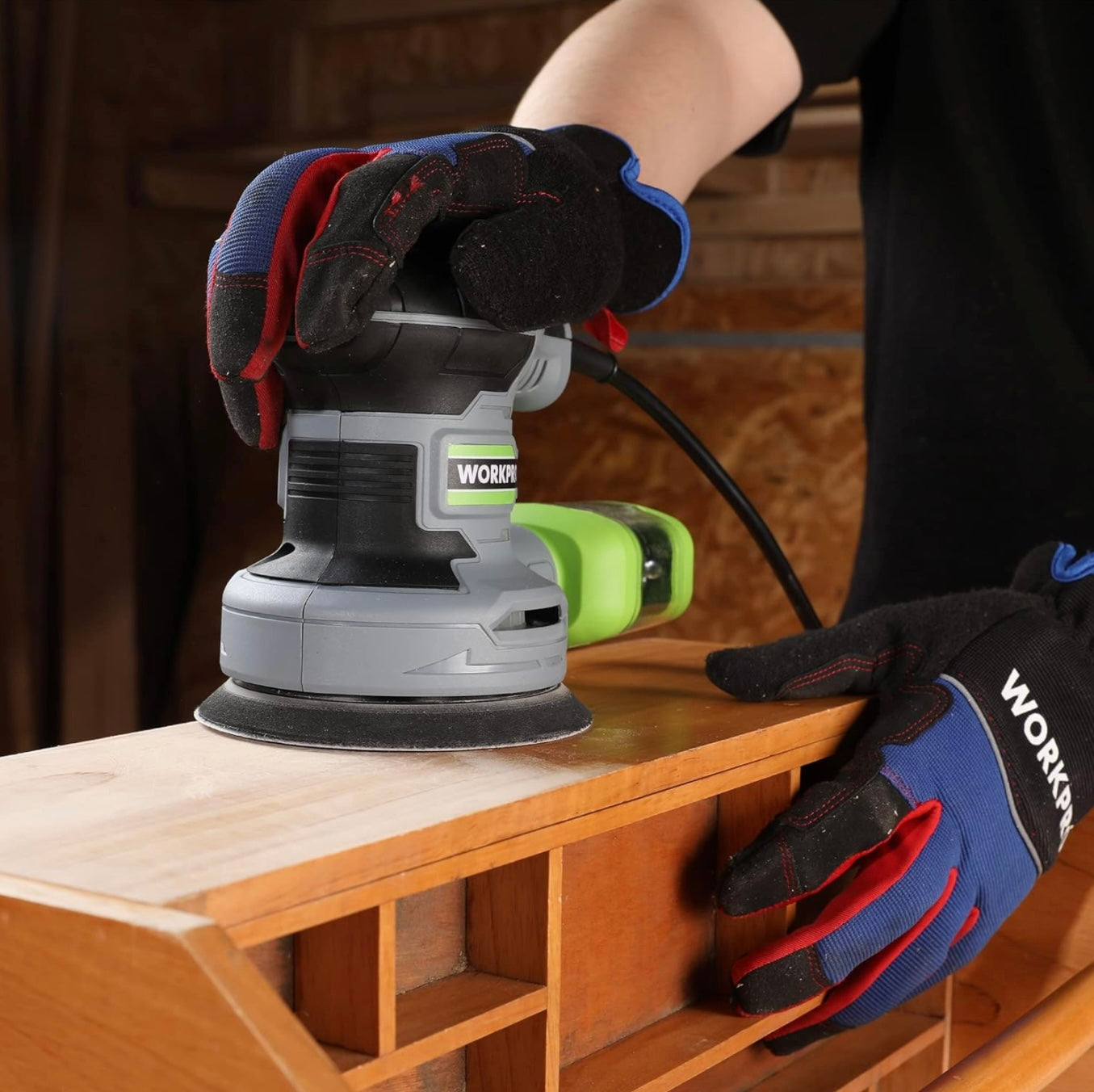 WORKPRO 300W 5” Random Orbit Sander w/ Dust Collector, 15pcs Sandpapers