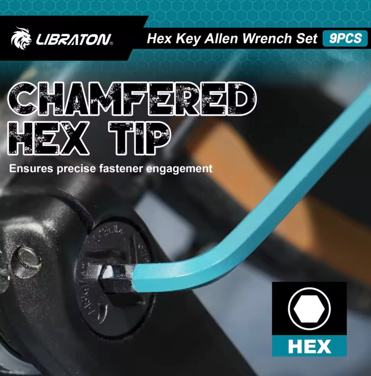 LIBRATON 9PC Hex Key Allen Wrench Set - Metric