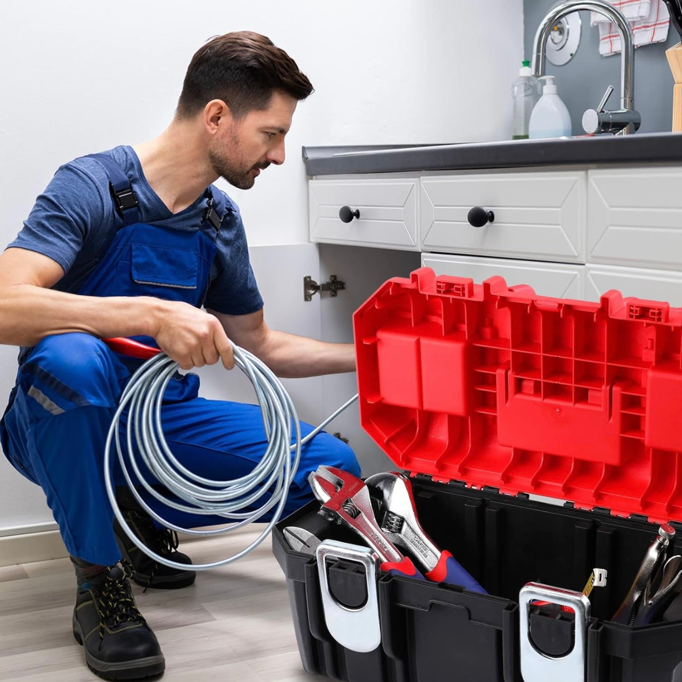 WORKPRO 16” Plastic Portable Tool Box w/ Removable Tray