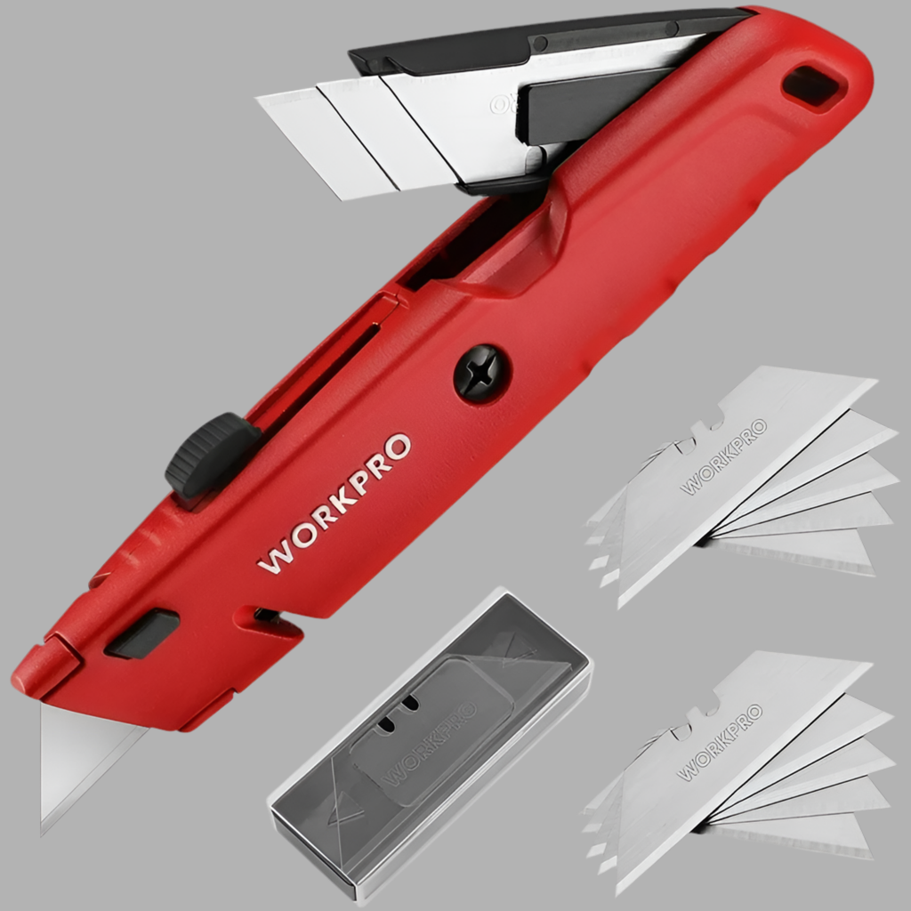 WORKPRO Quick-Change Retractable Box Cutter w/ Extra SK5 Blades