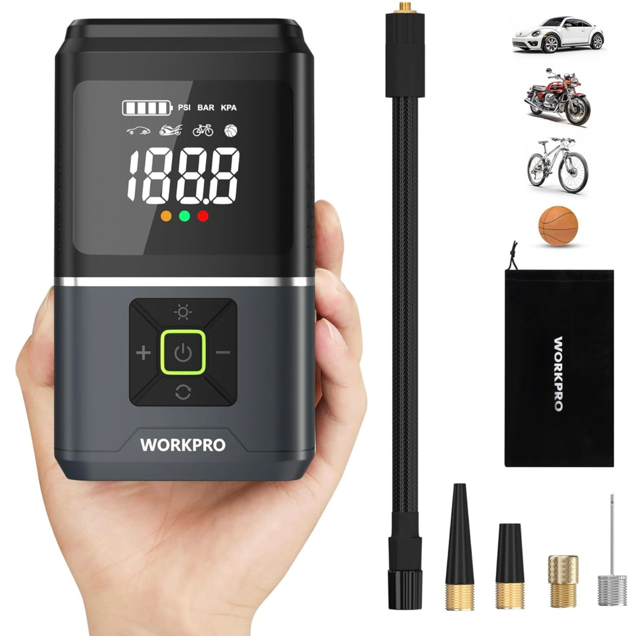 WORKPRO 7.2V Portable Air Compressor w/ LED Flashlight