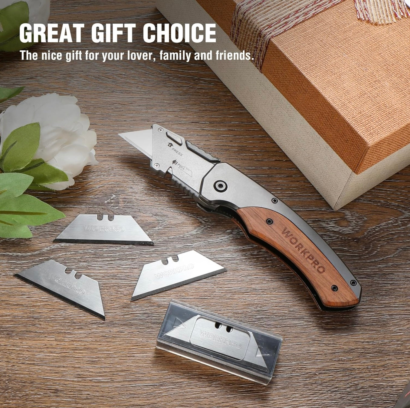 WORKPRO Quick-Change Blade Folding Utility Knife w/ Stainless Steel Head & Liner Lock