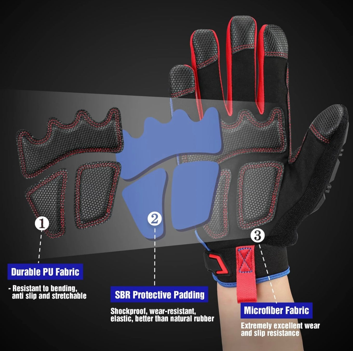 WORKPRO Heavy Duty Impact Protection Work Gloves - M, L, XL