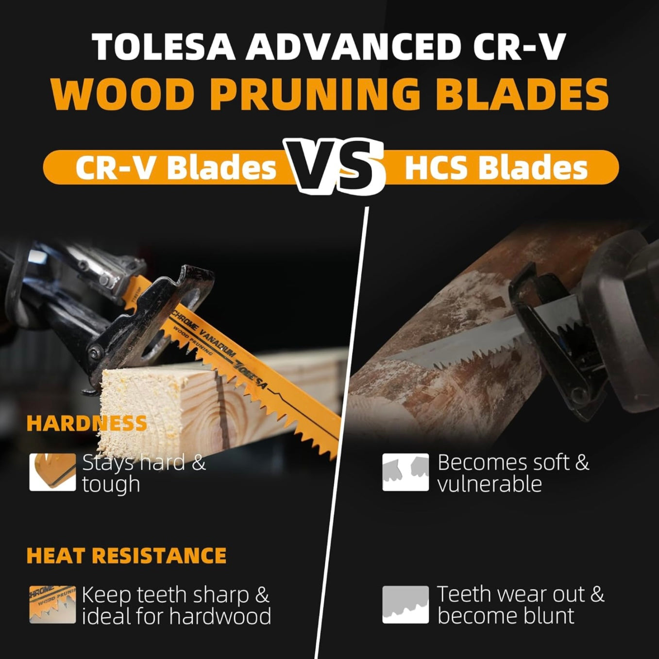TOLESA 10PC 6” + 9” Metal/Woodcutting 5, 6, 14TPI Reciprocating Saw Blades