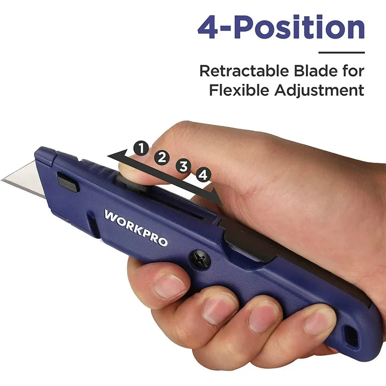 WORKPRO Quick-Change Retractable Box Cutter w/ Extra SK5 Blades