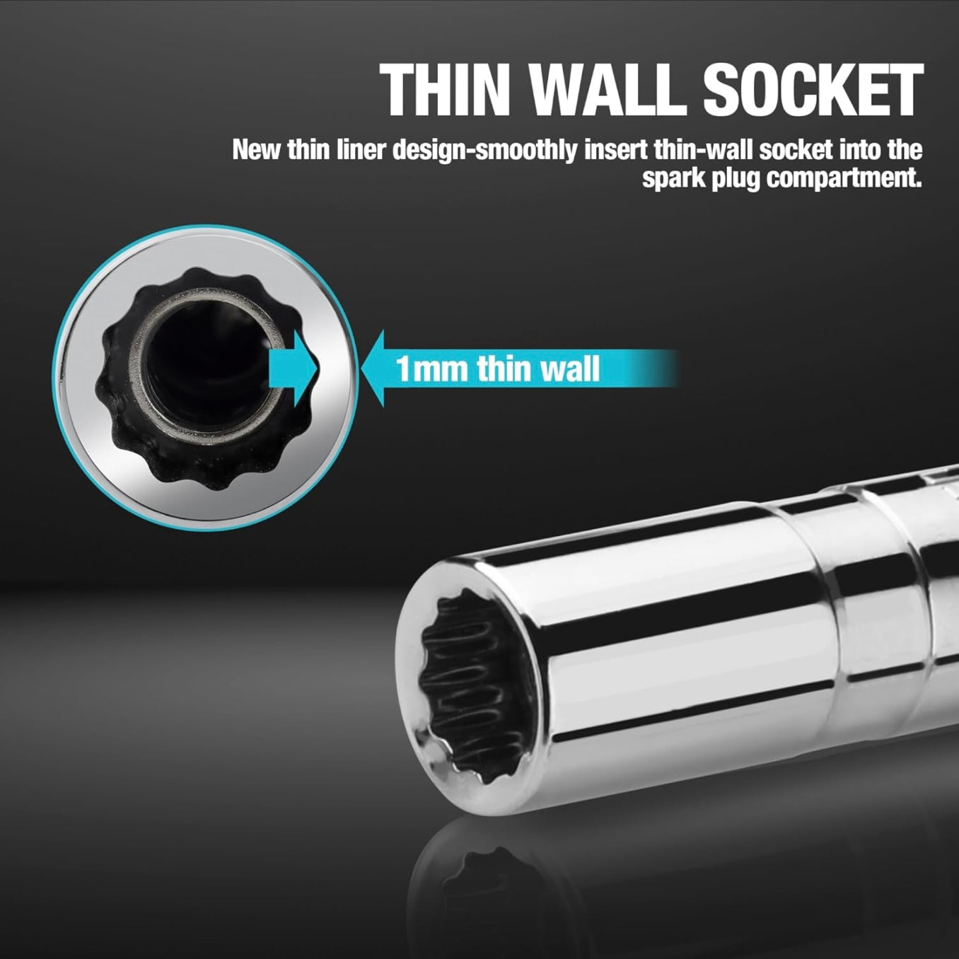 DURATECH 2PCS 5/8" Swivel Magnetic Spark Plug Socket Set, 3/8" Drive, 11" and 6"