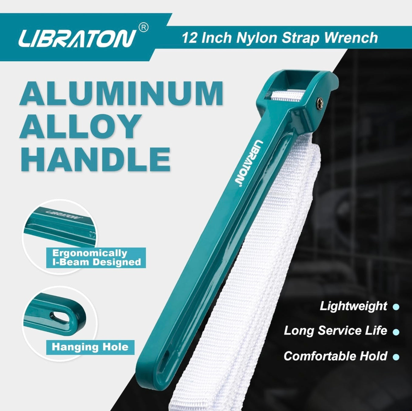 LIBRATON Adjustable Nylon Oil Filter Strap Wrench