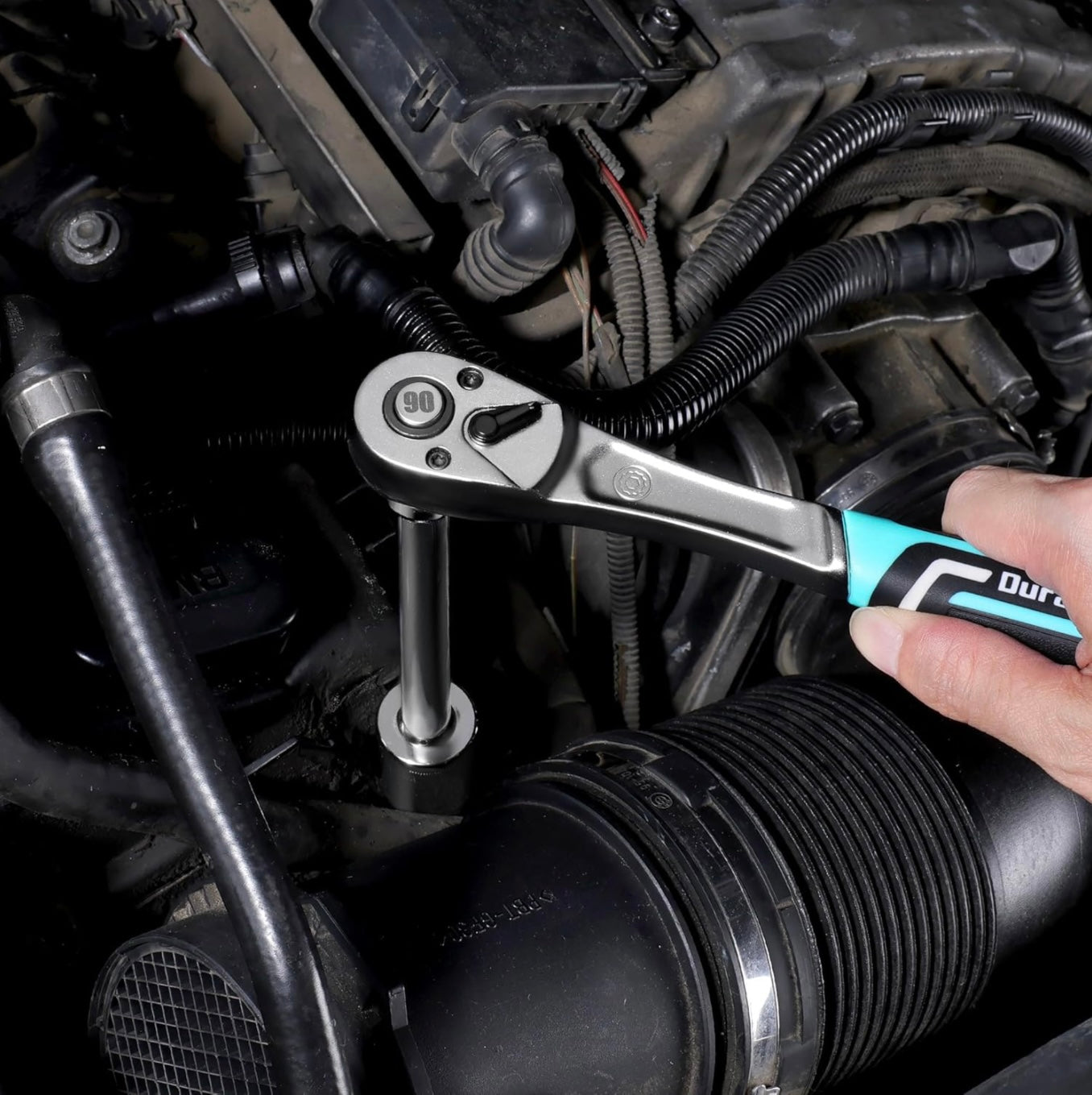DURATECH 3-Piece Drive Ratchet, 1/4", 3/8", 1/2" Drive w/ Cushion Injection Handle