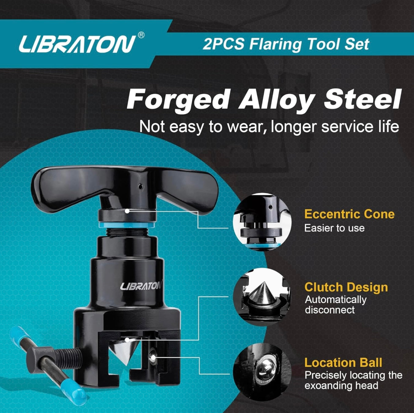 LIBRATON 45° Eccentric Single Flare Tool Kit for 1/4"-3/4"
