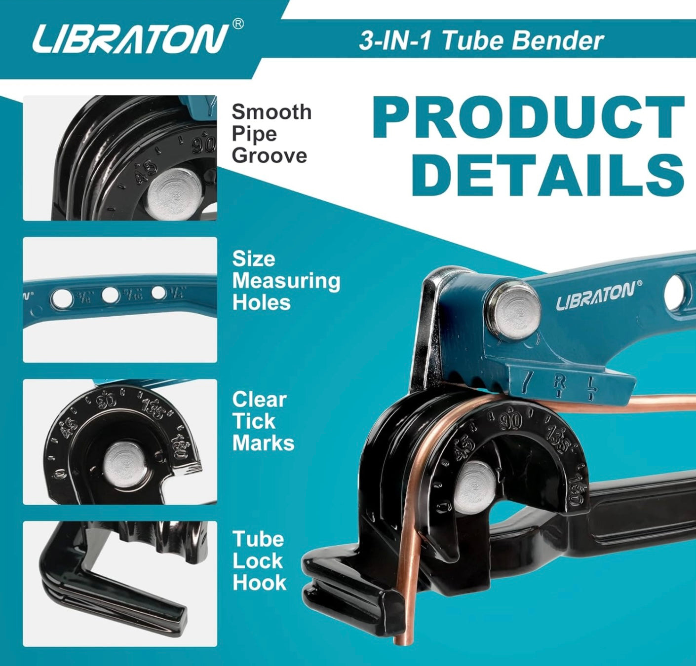LIBRATON 3-IN-1 180-Degree Manual Tube Bender