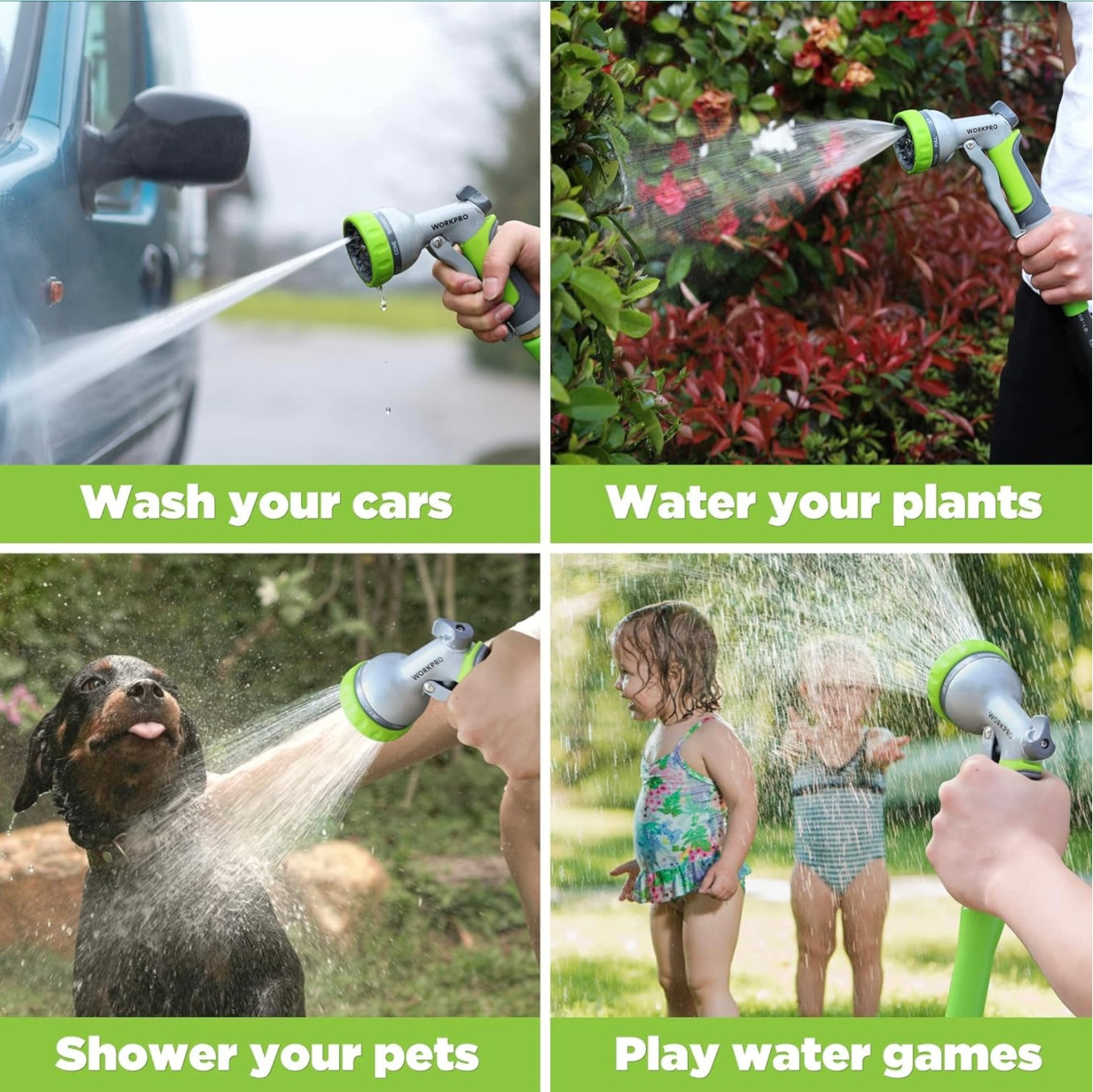 WORKPRO Heavy-Duty Garden Hose Nozzle w/ 8 Adjustable Spray Patterns