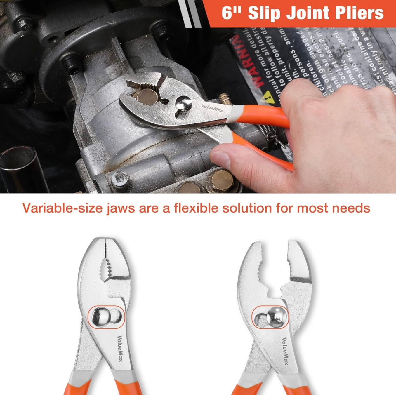 ValueMax 8PC Pliers & Wrench Set w/ Linesman, Locking, Needle Nose, Groove Joint, Slip Joint, Diagonal Pliers, Adjustable Wrench