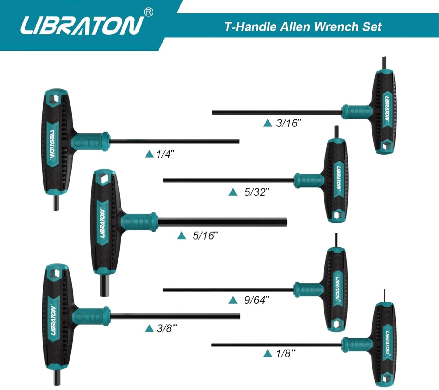 LIBRATON 7PC T Handle Allen Wrench Set- SAE w/ Storage Box